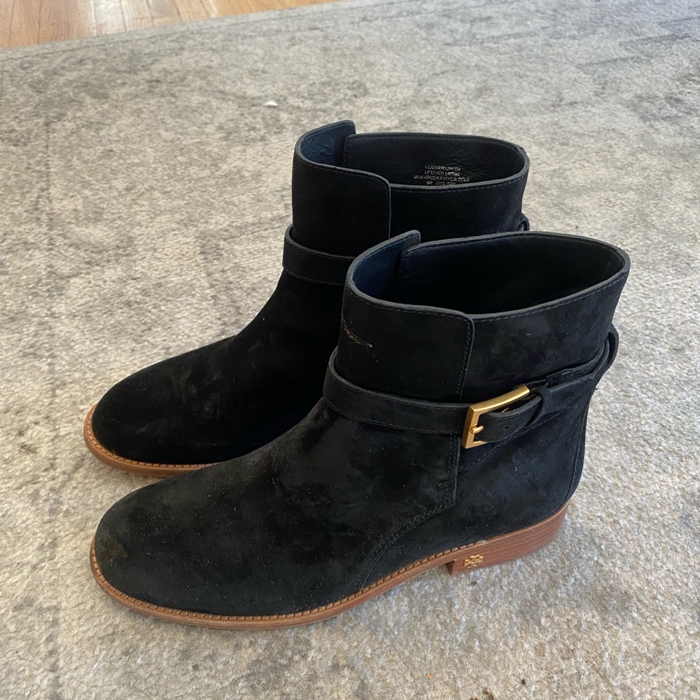 Tory Burch Black Suede Ankle Boots Booties